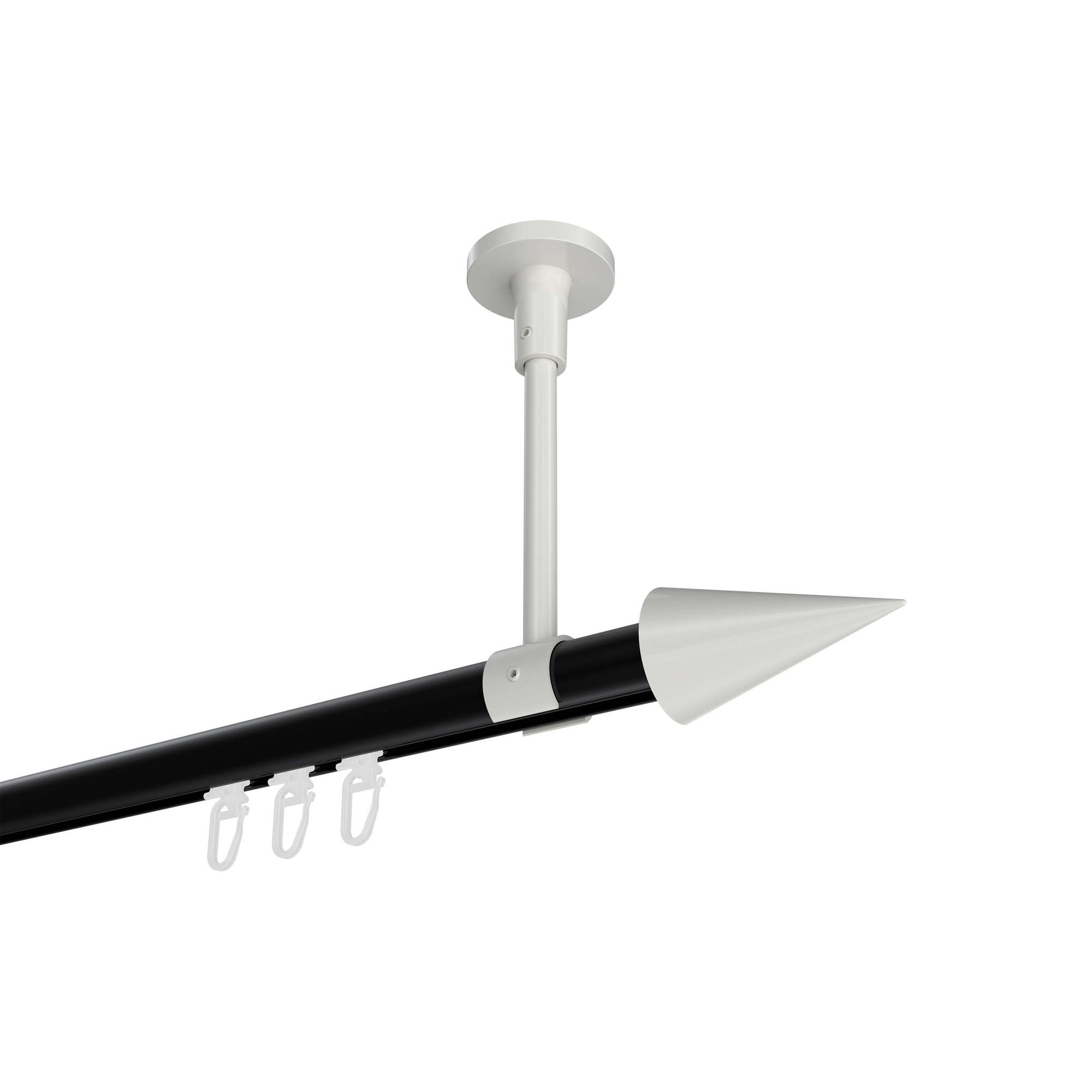 Gardinenstange mit Innenlauf (Deckenbefestigung) Schwarz / Weiß, Aluminium / Metall 20 mm Ø Sonette Savio Gardinenstange mit Innenlauf (Deckenbefestigung) Schwarz / Weiß, Aluminium / Metall 20 mm Ø Sonette Savio