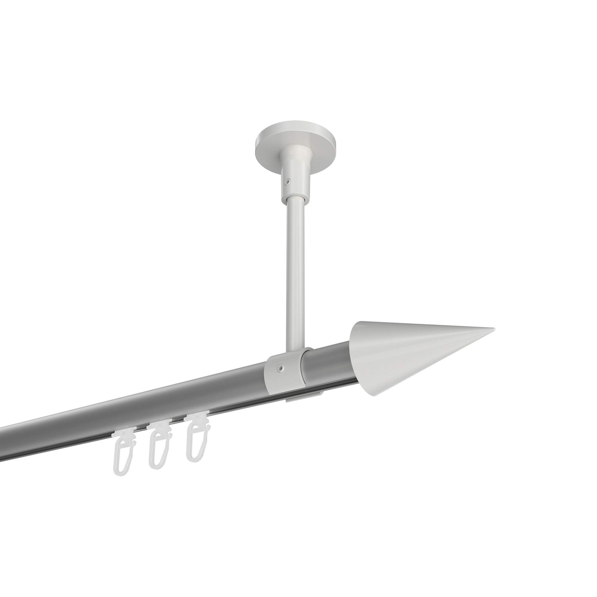 Gardinenstange mit Innenlauf (Deckenbefestigung) Silbergrau / Weiß, Aluminium / Metall 20 mm Ø Sonette Savio Gardinenstange mit Innenlauf (Deckenbefestigung) Silbergrau / Weiß, Aluminium / Metall 20 mm Ø Sonette Savio