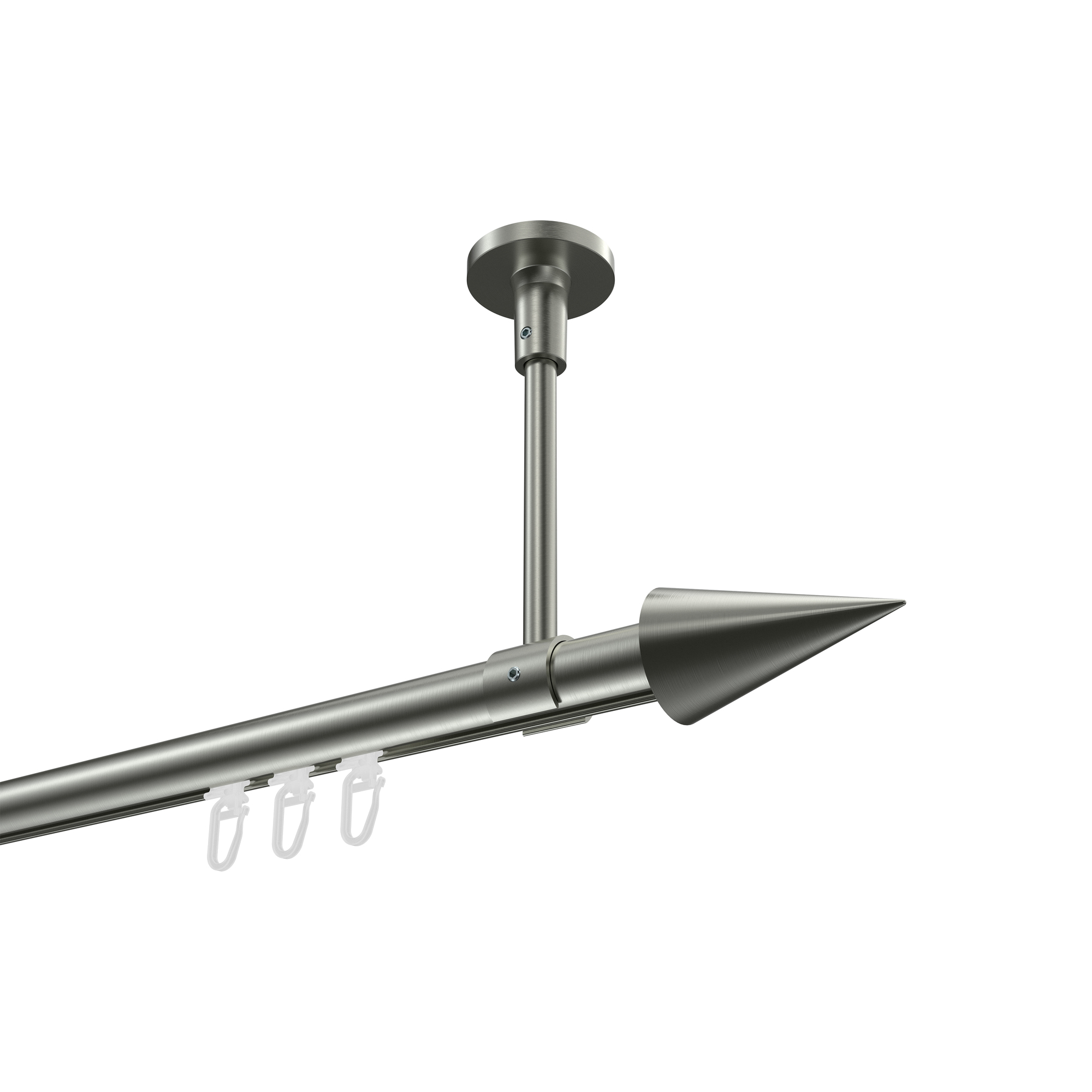 Innenlauf-Gardinenstange (Deckenmontage) Edelstahl-Optik, Aluminium / Metall 20 mm Ø Sonette Savio Innenlauf-Gardinenstange (Deckenmontage) Edelstahl-Optik, Aluminium / Metall 20 mm Ø Sonette Savio