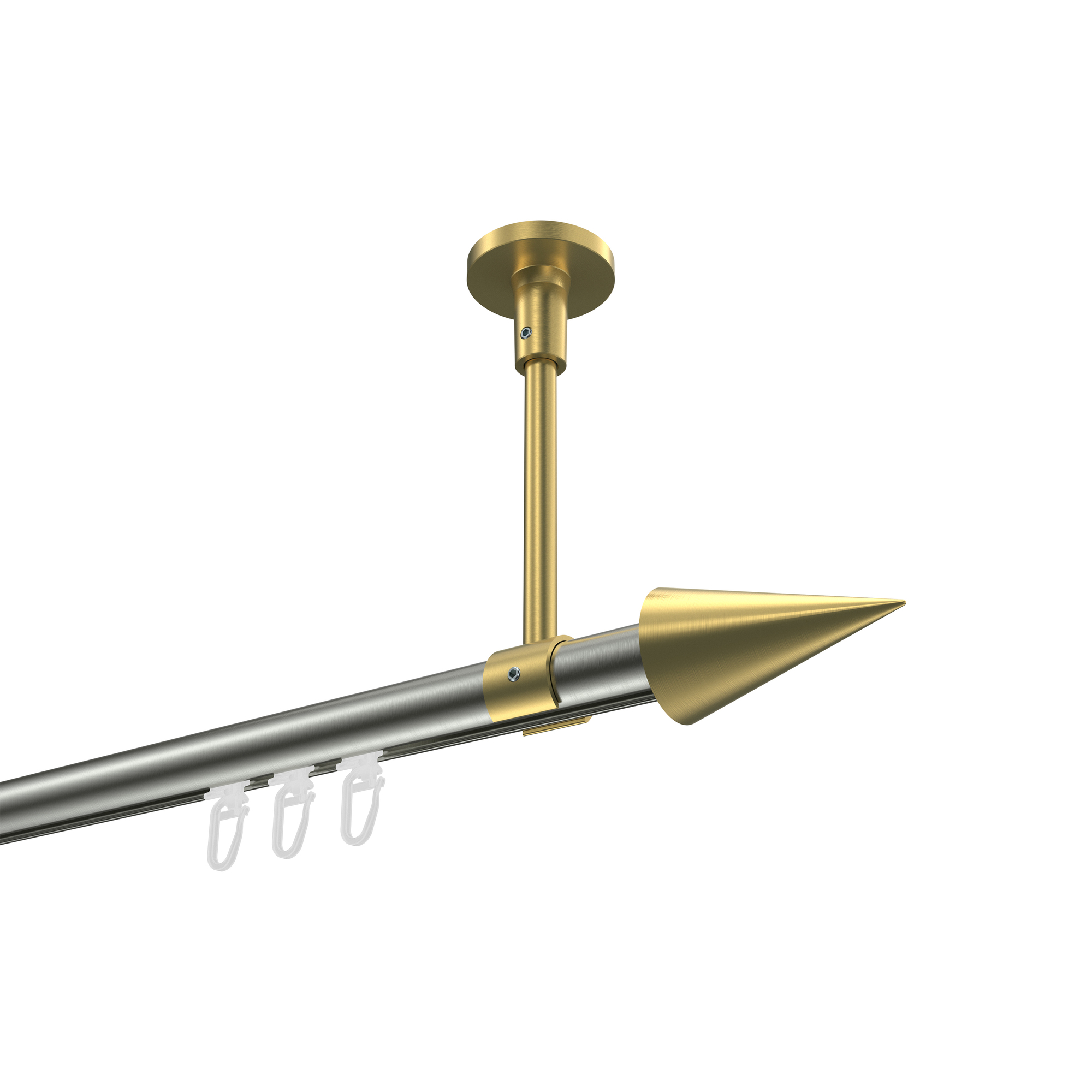 Vorhangstange mit Innenlauf (Deckenanbringung) Edelstahl-Optik / Messing-Optik, Aluminium / Metall 20 mm Ø Sonette Savio Vorhangstange mit Innenlauf (Deckenanbringung) Edelstahl-Optik / Messing-Optik, Aluminium / Metall 20 mm Ø Sonette Savio