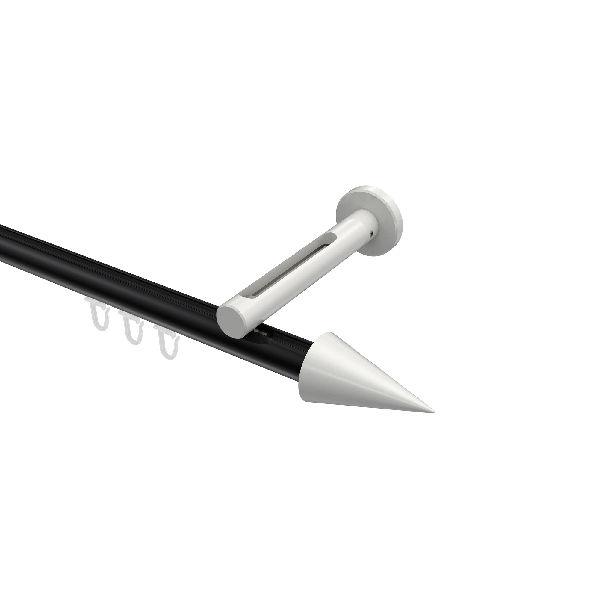 Gardinenstange mit Innenlauf Schwarz / Weiß, Aluminium / Metall 20 mm Ø Siteno Savio Gardinenstange mit Innenlauf Schwarz / Weiß, Aluminium / Metall 20 mm Ø Siteno Savio