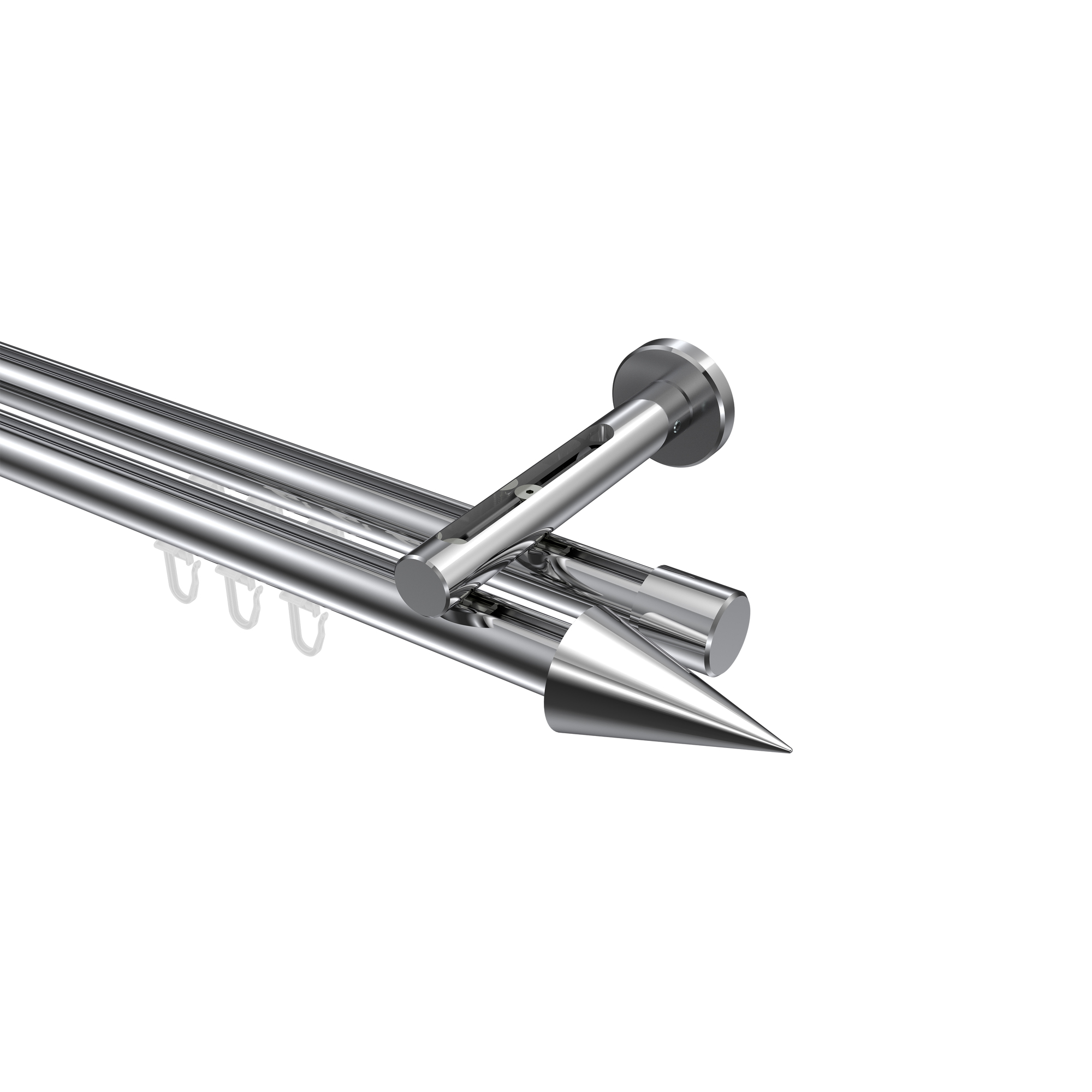 Innenlauf-Gardinenstange Chrom, Aluminium / Metall 20 mm Ø Siteno Savio, 2-läufig Innenlauf-Gardinenstange Chrom, Aluminium / Metall 20 mm Ø Siteno Savio, 2-läufig