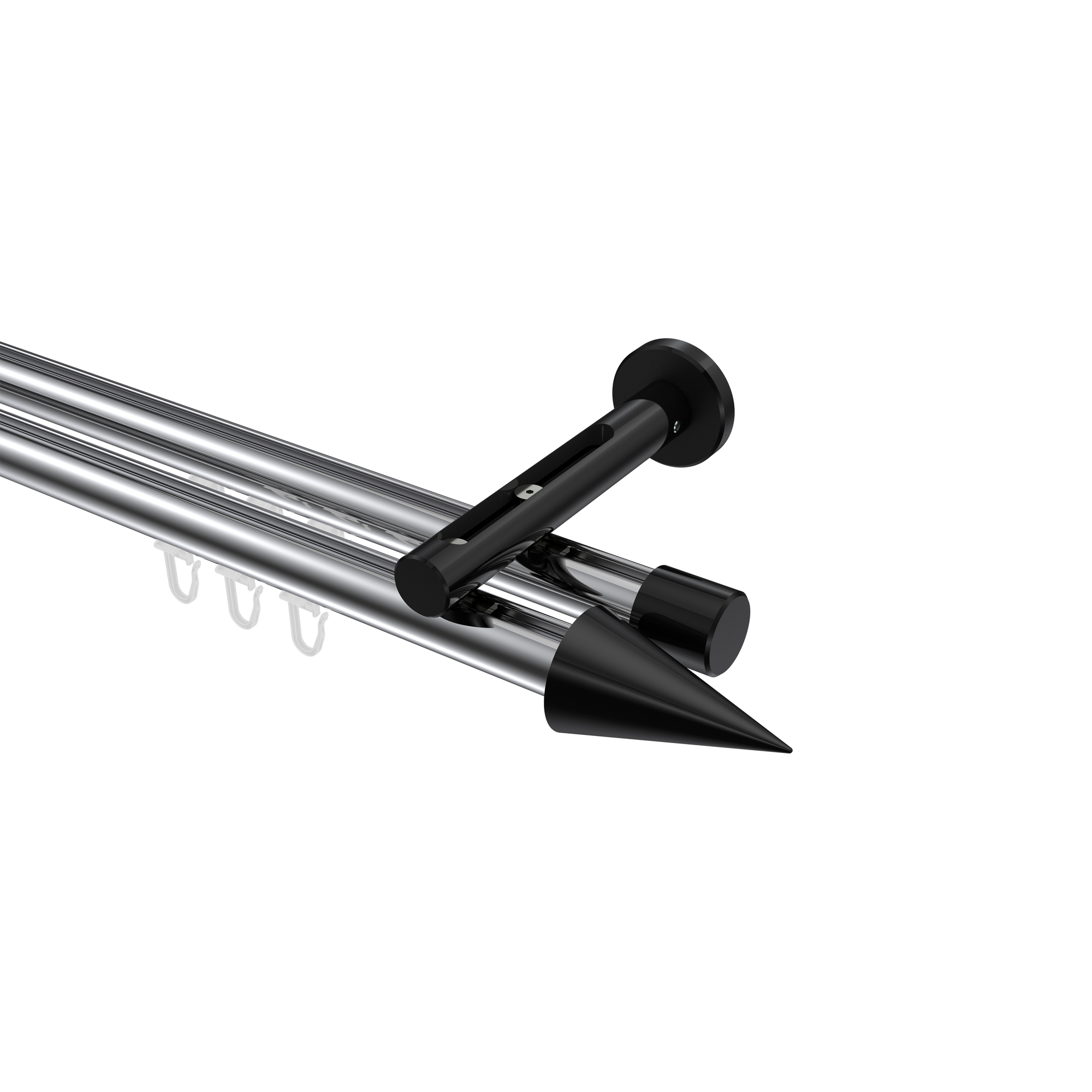 Innenlaufstange Chrom / Schwarz, Aluminium / Metall 20 mm Ø Siteno Savio, zweiläufig Innenlaufstange Chrom / Schwarz, Aluminium / Metall 20 mm Ø Siteno Savio, zweiläufig