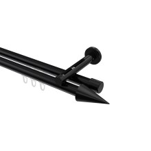 Innenlauf-Gardinenstange Schwarz, Aluminium / Metall 20 mm Ø Siteno Savio, doppelläufig Innenlauf-Gardinenstange Schwarz, Aluminium / Metall 20 mm Ø Siteno Savio, doppelläufig