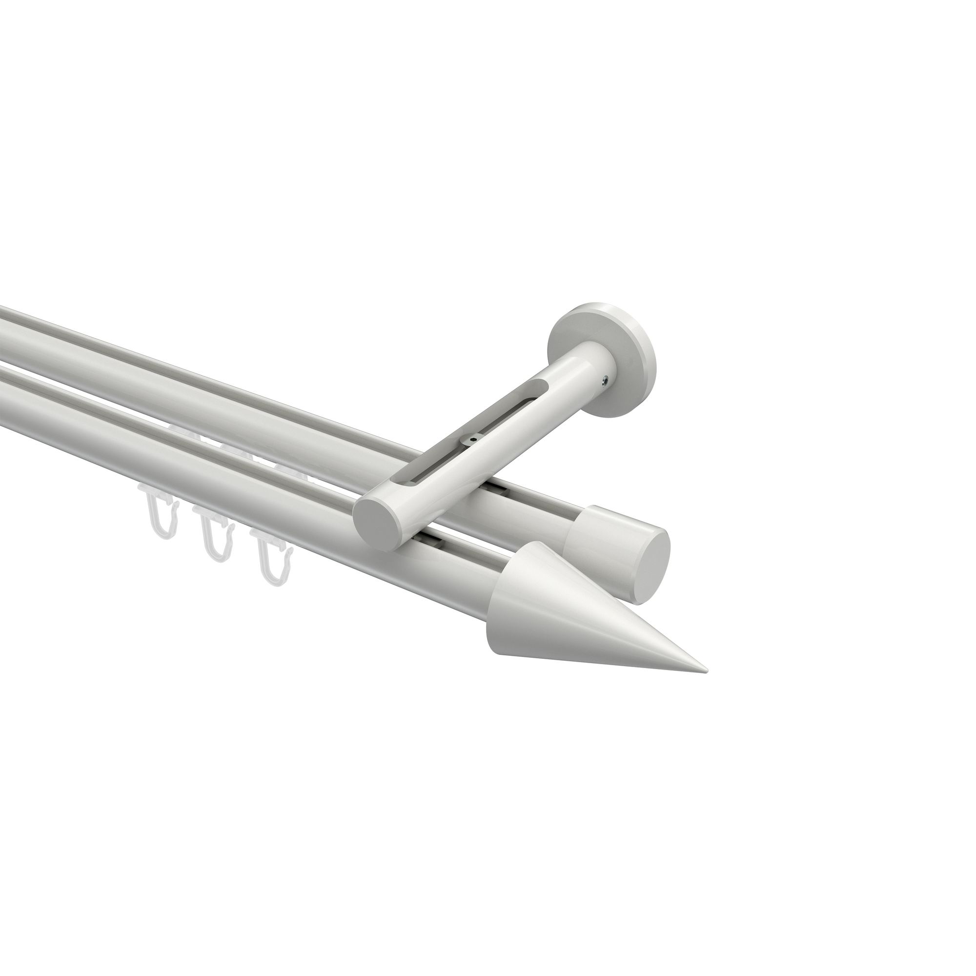 Innenlauf-Gardinenstange Weiß, Aluminium / Metall 20 mm Ø Siteno Savio, zweiläufig Innenlauf-Gardinenstange Weiß, Aluminium / Metall 20 mm Ø Siteno Savio, zweiläufig