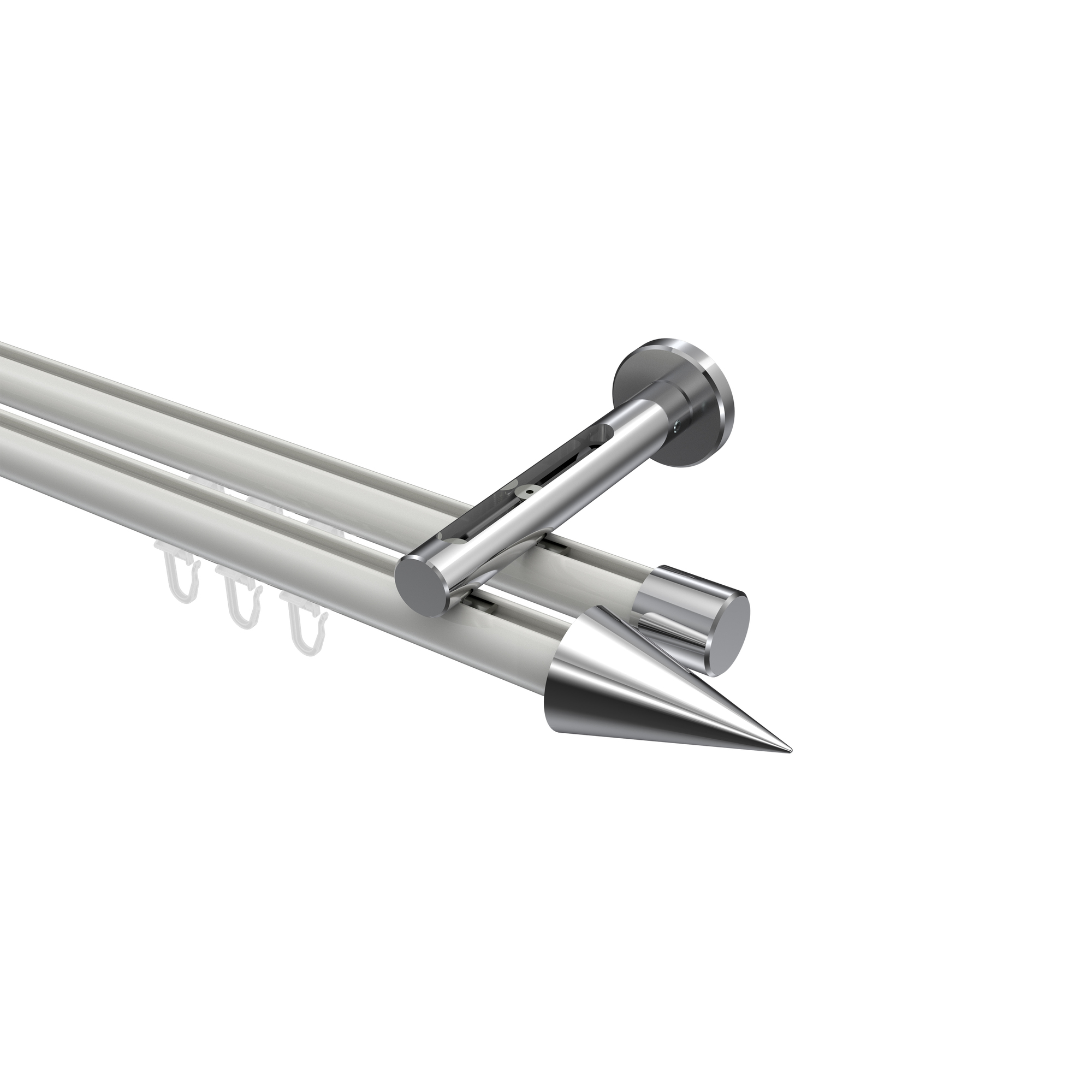 Innenlaufstange Weiß / Chrom, Aluminium / Metall 20 mm Ø Siteno Savio, doppelläufig Innenlaufstange Weiß / Chrom, Aluminium / Metall 20 mm Ø Siteno Savio, doppelläufig