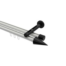 Gardinenstange mit Innenlauf Weiß / Schwarz, Aluminium / Metall 20 mm Ø Siteno Savio, 2-läufig Gardinenstange mit Innenlauf Weiß / Schwarz, Aluminium / Metall 20 mm Ø Siteno Savio, 2-läufig