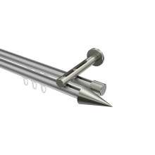Vorhangstange mit Innenlauf Silbergrau / Edelstahl-Optik, Aluminium / Metall 20 mm Ø Siteno Savio, zweiläufig Vorhangstange mit Innenlauf Silbergrau / Edelstahl-Optik, Aluminium / Metall 20 mm Ø Siteno Savio, zweiläufig