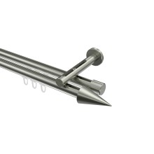 Innenlauf-Gardinenstange Edelstahl-Optik, Aluminium / Metall 20 mm Ø Siteno Savio, zweiläufig Innenlauf-Gardinenstange Edelstahl-Optik, Aluminium / Metall 20 mm Ø Siteno Savio, zweiläufig