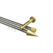 Vorhangstange mit Innenlauf Edelstahl-Optik / Messing-Optik, Aluminium / Metall 20 mm Ø Siteno Savio, doppelläufig Vorhangstange mit Innenlauf Edelstahl-Optik / Messing-Optik, Aluminium / Metall 20 mm Ø Siteno Savio, doppelläufig