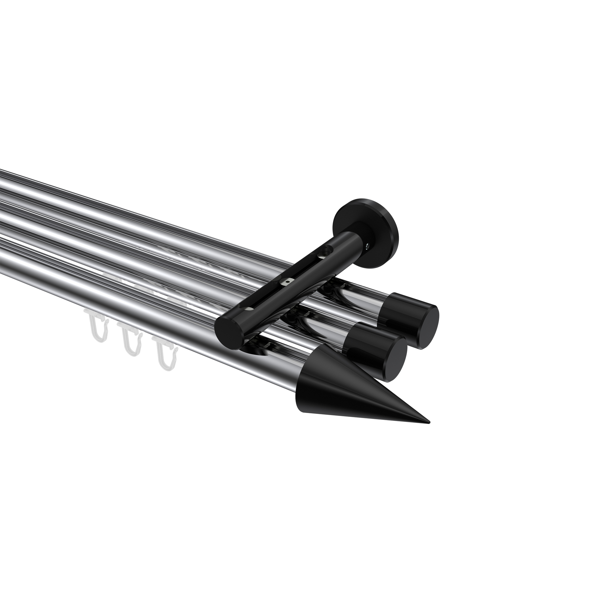 Innenlaufstange Chrom / Schwarz, Aluminium / Metall 20 mm Ø Siteno Savio, dreiläufig Innenlaufstange Chrom / Schwarz, Aluminium / Metall 20 mm Ø Siteno Savio, dreiläufig