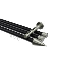 Vorhangstange mit Innenlauf Schwarz / Edelstahl-Optik, Aluminium / Metall 20 mm Ø Siteno Savio, dreiläufig Vorhangstange mit Innenlauf Schwarz / Edelstahl-Optik, Aluminium / Metall 20 mm Ø Siteno Savio, dreiläufig