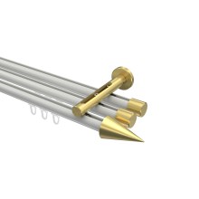 Innenlauf-Vorhangstange Weiß / Messing-Optik, Aluminium / Metall 20 mm Ø Siteno Savio, dreiläufig Innenlauf-Vorhangstange Weiß / Messing-Optik, Aluminium / Metall 20 mm Ø Siteno Savio, dreiläufig