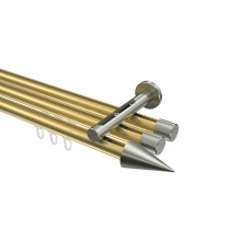 Vorhangstange mit Innenlauf Messing-Optik / Edelstahl-Optik, Aluminium / Metall 20 mm Ø Siteno Savio, 3-läufig Vorhangstange mit Innenlauf Messing-Optik / Edelstahl-Optik, Aluminium / Metall 20 mm Ø Siteno Savio, 3-läufig