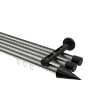 Gardinenstange mit Innenlauf Edelstahl-Optik / Schwarz, Aluminium / Metall 20 mm Ø Siteno Savio, dreiläufig Gardinenstange mit Innenlauf Edelstahl-Optik / Schwarz, Aluminium / Metall 20 mm Ø Siteno Savio, dreiläufig