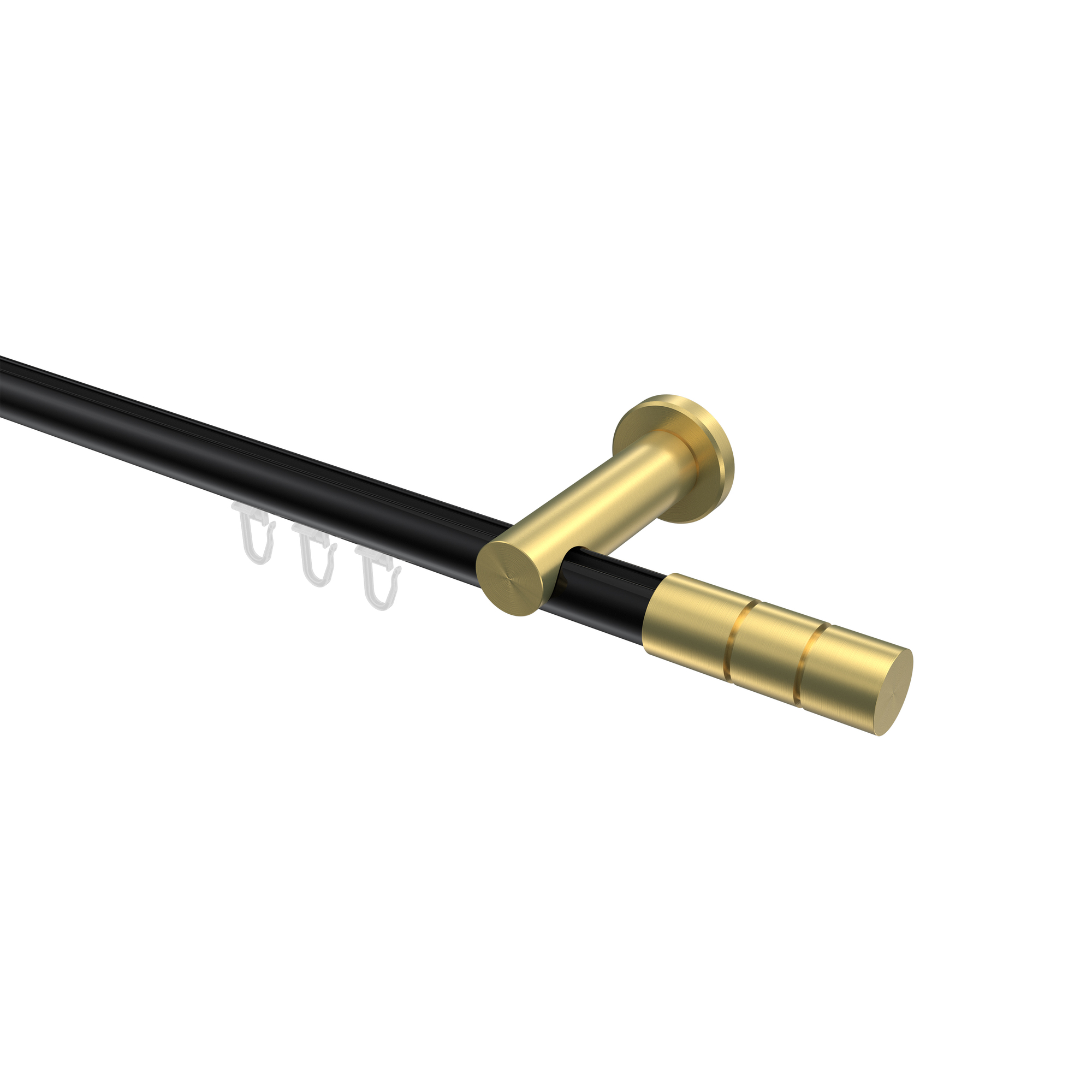 Innenlauf-Gardinenstange Schwarz / Messing-Optik, Aluminium / Metall 20 mm Ø Platon Elanto Innenlauf-Gardinenstange Schwarz / Messing-Optik, Aluminium / Metall 20 mm Ø Platon Elanto