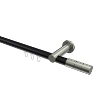 Innenlauf-Vorhangstange Schwarz / Edelstahl-Optik, Aluminium / Metall 20 mm Ø Platon Elanto Innenlauf-Vorhangstange Schwarz / Edelstahl-Optik, Aluminium / Metall 20 mm Ø Platon Elanto