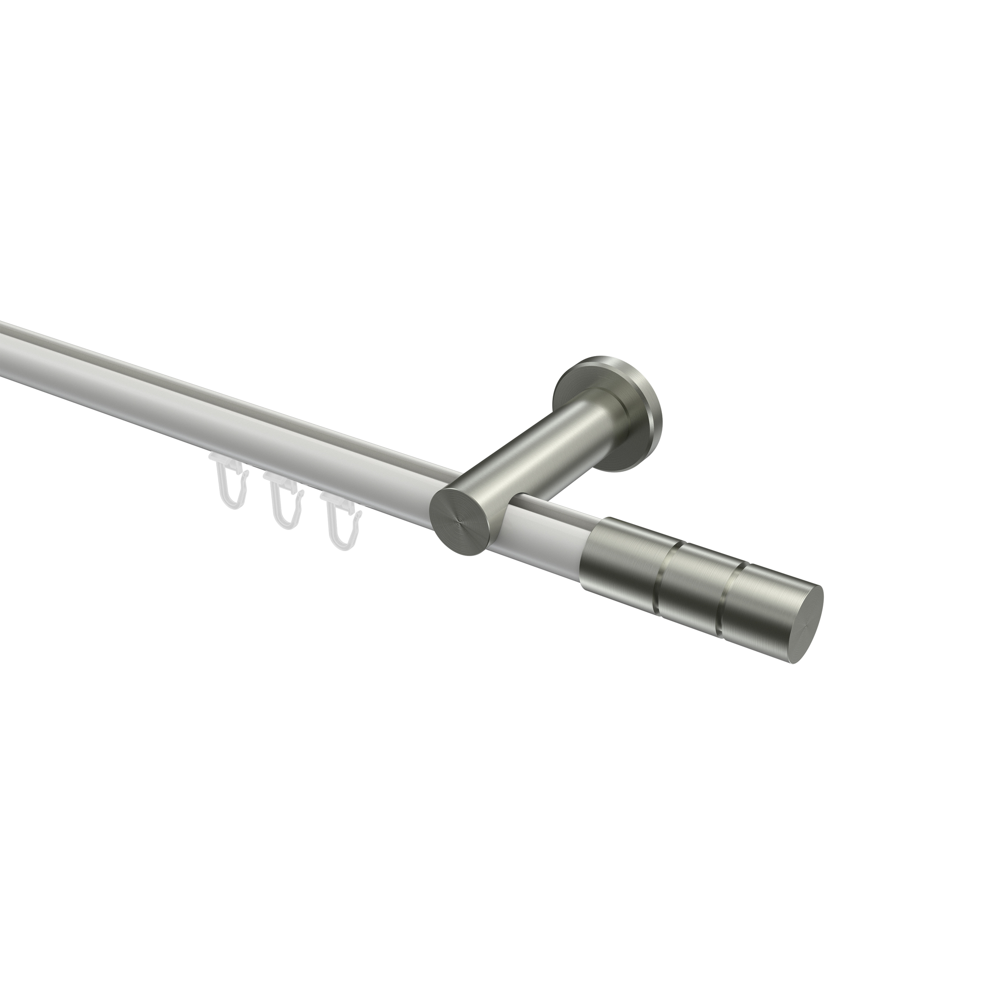 Innenlauf-Gardinenstangen Weiß / Edelstahl-Optik, Aluminium / Metall 20 mm Ø Platon Elanto Innenlauf-Gardinenstangen Weiß / Edelstahl-Optik, Aluminium / Metall 20 mm Ø Platon Elanto