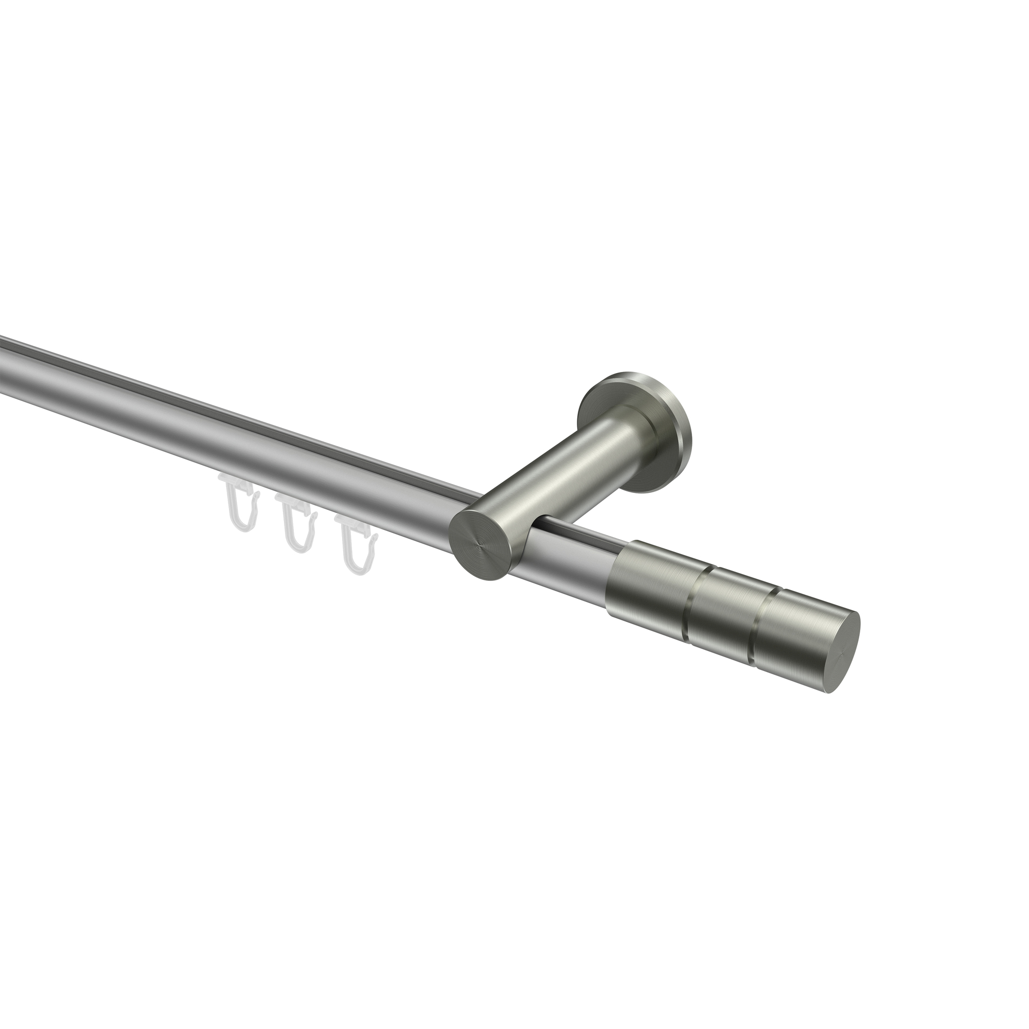 Gardinenstange mit Innenlauf Silbergrau / Edelstahl-Optik, Aluminium / Metall 20 mm Ø Platon Elanto Gardinenstange mit Innenlauf Silbergrau / Edelstahl-Optik, Aluminium / Metall 20 mm Ø Platon Elanto