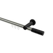 Innenlauf-Gardinenstange Edelstahl-Optik / Schwarz, Aluminium / Metall 20 mm Ø Platon Elanto Innenlauf-Gardinenstange Edelstahl-Optik / Schwarz, Aluminium / Metall 20 mm Ø Platon Elanto