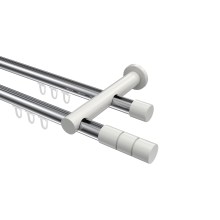 Innenlauf-Vorhangstangen Chrom / Weiß, Metall 20 mm Ø Platon Elanto, 2-läufig Innenlauf-Vorhangstangen Chrom / Weiß, Metall 20 mm Ø Platon Elanto, 2-läufig