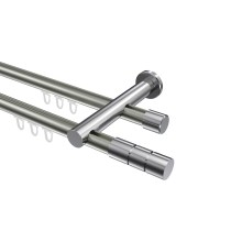 Gardinenstange mit Innenlauf Edelstahl-Optik / Chrom, 2-läufig Aluminium / Metall 20 mm Ø Platon Elanto Gardinenstange mit Innenlauf Edelstahl-Optik / Chrom, 2-läufig Aluminium / Metall 20 mm Ø Platon Elanto