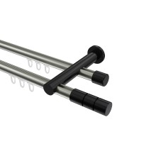 Innenlauf-Gardinenstangen Edelstahl-Optik / Schwarz, Metall 20 mm Ø Platon Elanto, doppelläufig Innenlauf-Gardinenstangen Edelstahl-Optik / Schwarz, Metall 20 mm Ø Platon Elanto, doppelläufig