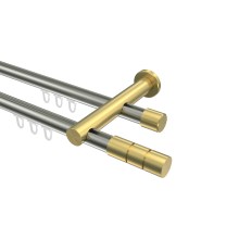 Gardinenstange Innenlauf Edelstahl-Optik / Messing-Optik 20 mm Ø Platon Elanto, doppelläufig Gardinenstange Innenlauf Edelstahl-Optik / Messing-Optik 20 mm Ø Platon Elanto, doppelläufig