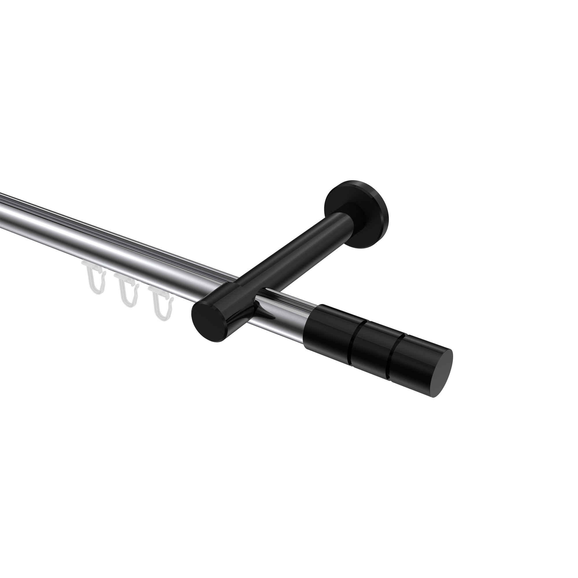 Innenlauf-Gardinenstange Chrom / Schwarz, Aluminium / Metall 20 mm Ø Prestige Elanto Innenlauf-Gardinenstange Chrom / Schwarz, Aluminium / Metall 20 mm Ø Prestige Elanto