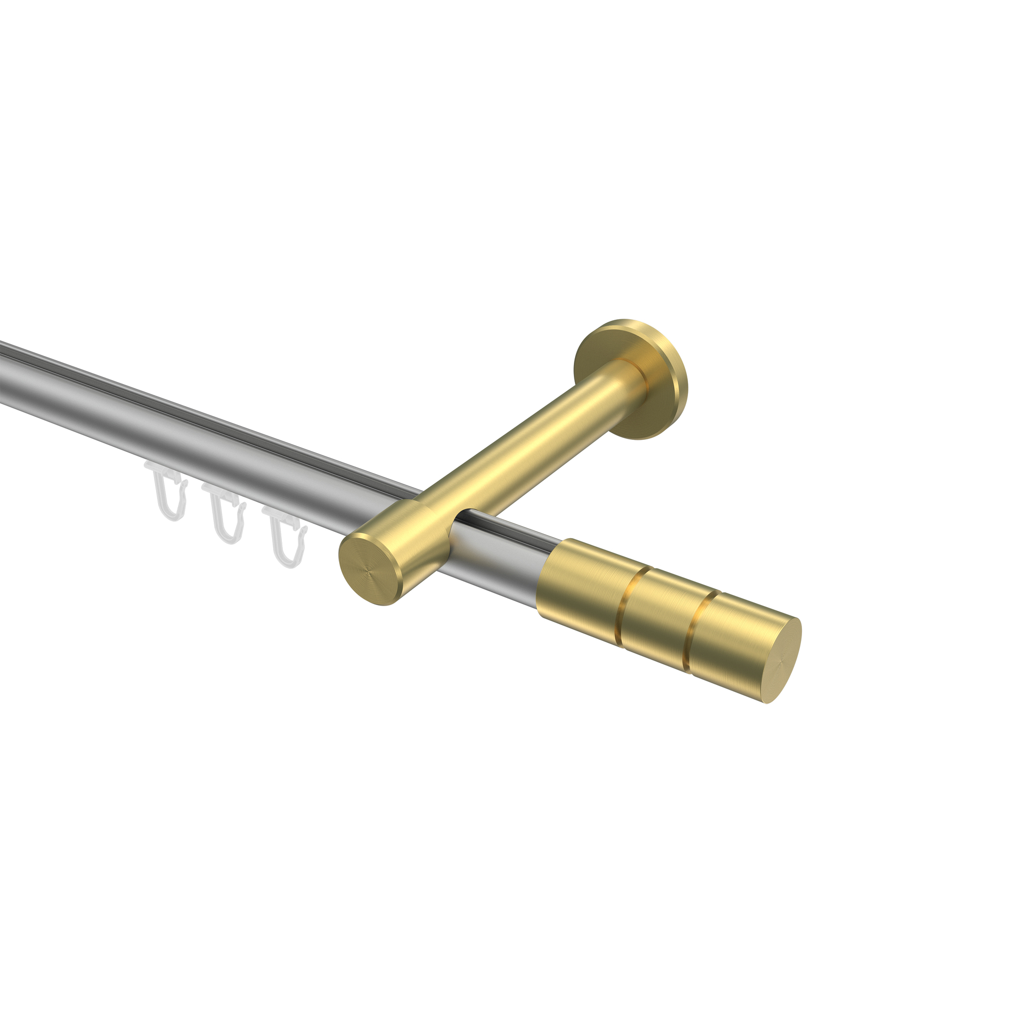 Innenlauf-Gardinenstange Silbergrau / Messing-Optik, Aluminium / Metall 20 mm Ø Prestige Elanto Innenlauf-Gardinenstange Silbergrau / Messing-Optik, Aluminium / Metall 20 mm Ø Prestige Elanto