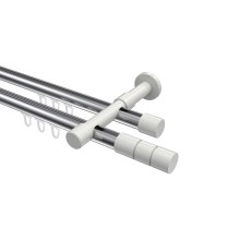 Innenlauf-Vorhangstange Chrom / Weiß, Metall 20 mm Ø Prestige Elanto, 2-läufig Innenlauf-Vorhangstange Chrom / Weiß, Metall 20 mm Ø Prestige Elanto, 2-läufig