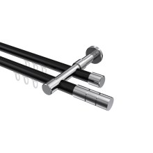 Innenlauf-Gardinenstangen Schwarz / Chrom, Metall 20 mm Ø Prestige Elanto, doppelläufig Innenlauf-Gardinenstangen Schwarz / Chrom, Metall 20 mm Ø Prestige Elanto, doppelläufig