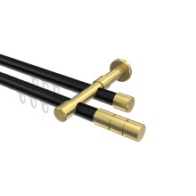 Vorhangstange mit Innenlauf Schwarz / Messing-Optik, doppelläufig Aluminium / Metall 20 mm Ø Prestige Elanto Vorhangstange mit Innenlauf Schwarz / Messing-Optik, doppelläufig Aluminium / Metall 20 mm Ø Prestige Elanto