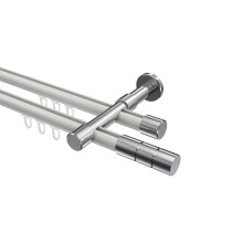 Innenlauf-Vorhangstange Weiß / Chrom, Metall 20 mm Ø Prestige Elanto, zweiläufig Innenlauf-Vorhangstange Weiß / Chrom, Metall 20 mm Ø Prestige Elanto, zweiläufig
