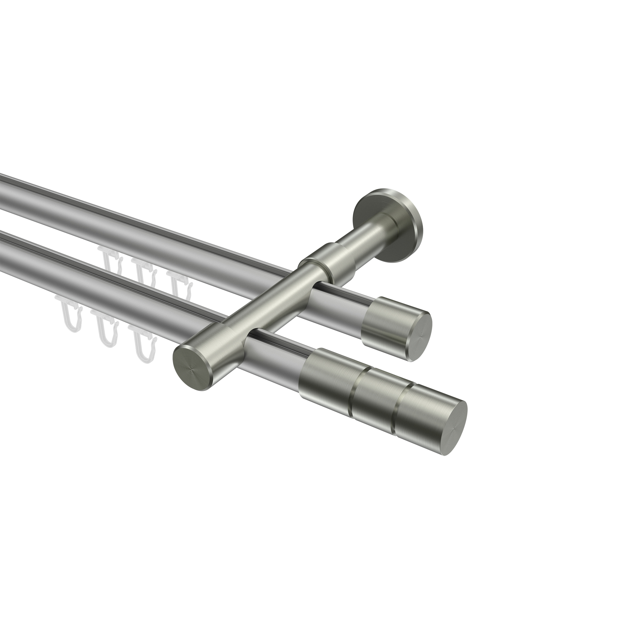 Innenlaufstange Silbergrau / Edelstahl-Optik, 2-läufig Aluminium / Metall 20 mm Ø Prestige Elanto Innenlaufstange Silbergrau / Edelstahl-Optik, 2-läufig Aluminium / Metall 20 mm Ø Prestige Elanto