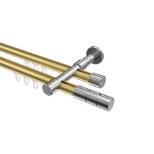 Vorhangstange mit Innenlauf Messing-Optik / Chrom, zweiläufig Aluminium / Metall 20 mm Ø Prestige Elanto Vorhangstange mit Innenlauf Messing-Optik / Chrom, zweiläufig Aluminium / Metall 20 mm Ø Prestige Elanto