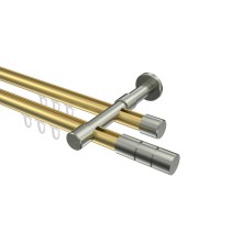 Innenlauf-Gardinenstange Messing-Optik / Edelstahl-Optik 20 mm Ø Prestige Elanto, zweiläufig Innenlauf-Gardinenstange Messing-Optik / Edelstahl-Optik 20 mm Ø Prestige Elanto, zweiläufig