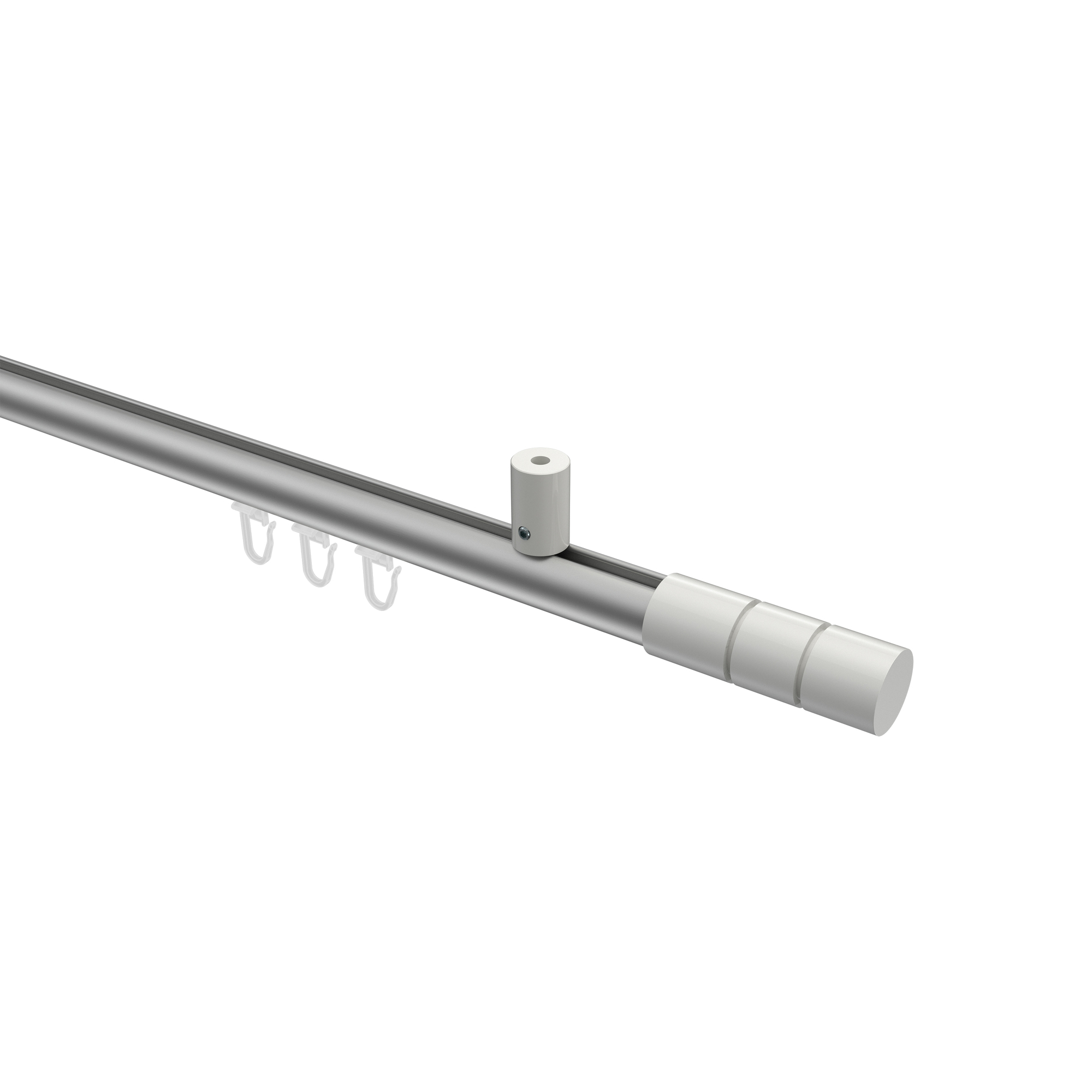 Innenlauf-Gardinenstange (Deckenbefestigung) Silbergrau / Weiß, Aluminium / Metall 20 mm Ø Sonius Elanto Innenlauf-Gardinenstange (Deckenbefestigung) Silbergrau / Weiß, Aluminium / Metall 20 mm Ø Sonius Elanto