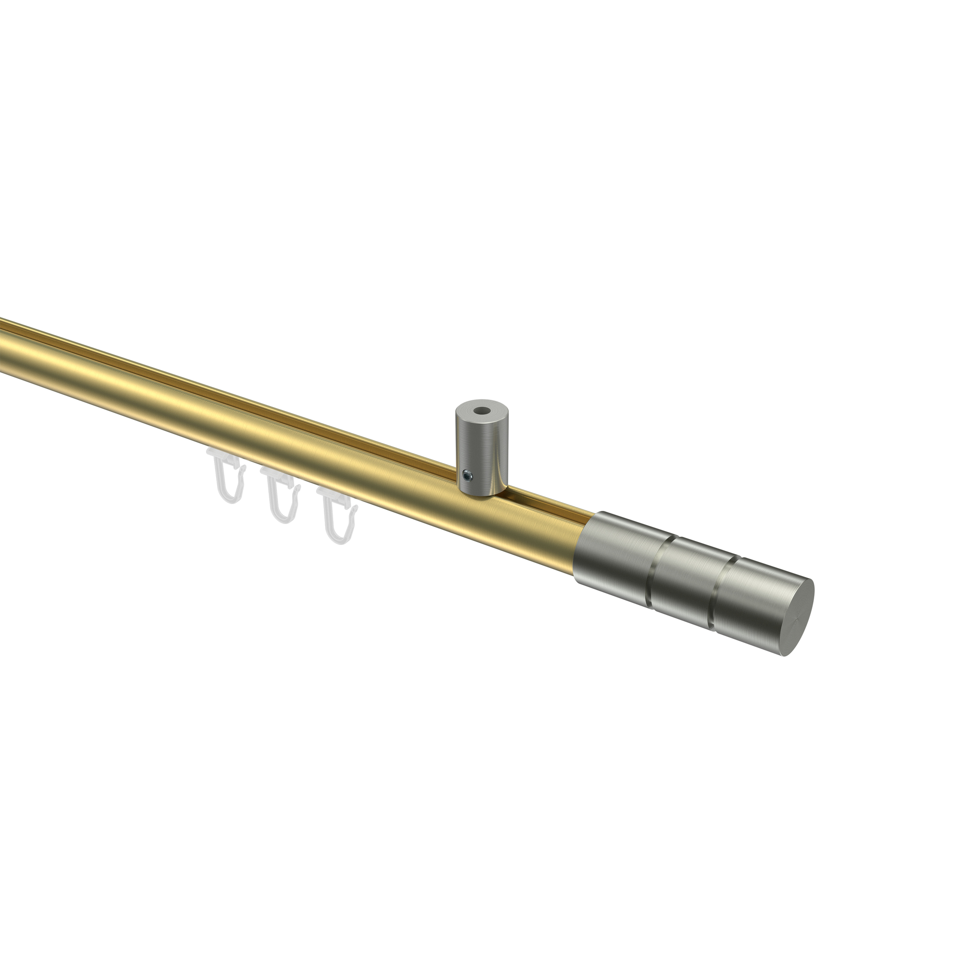 Gardinenstange mit Innenlauf (Deckenmontage) Messing-Optik / Edelstahl-Optik, Aluminium / Metall 20 mm Ø Sonius Elanto Gardinenstange mit Innenlauf (Deckenmontage) Messing-Optik / Edelstahl-Optik, Aluminium / Metall 20 mm Ø Sonius Elanto