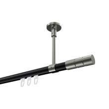 Vorhangstange mit Innenlauf (Deckenanbringung) Schwarz / Edelstahl-Optik, Aluminium / Metall 20 mm Ø Sonette Elanto Vorhangstange mit Innenlauf (Deckenanbringung) Schwarz / Edelstahl-Optik, Aluminium / Metall 20 mm Ø Sonette Elanto
