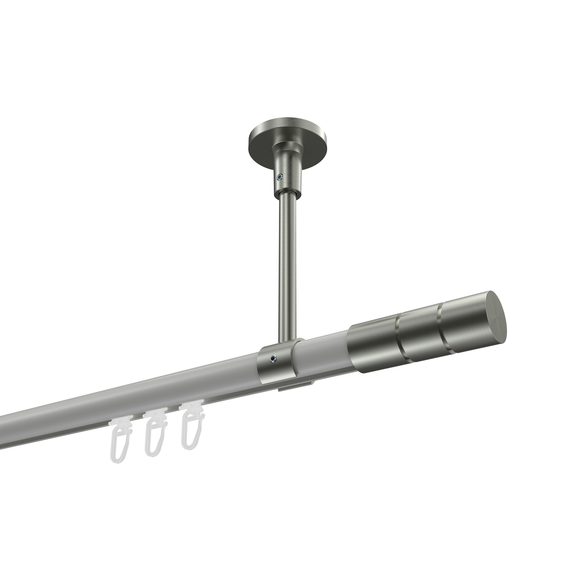 Vorhangstange mit Innenlauf (Deckenanbringung) Weiß / Edelstahl-Optik, Aluminium / Metall 20 mm Ø Sonette Elanto Vorhangstange mit Innenlauf (Deckenanbringung) Weiß / Edelstahl-Optik, Aluminium / Metall 20 mm Ø Sonette Elanto