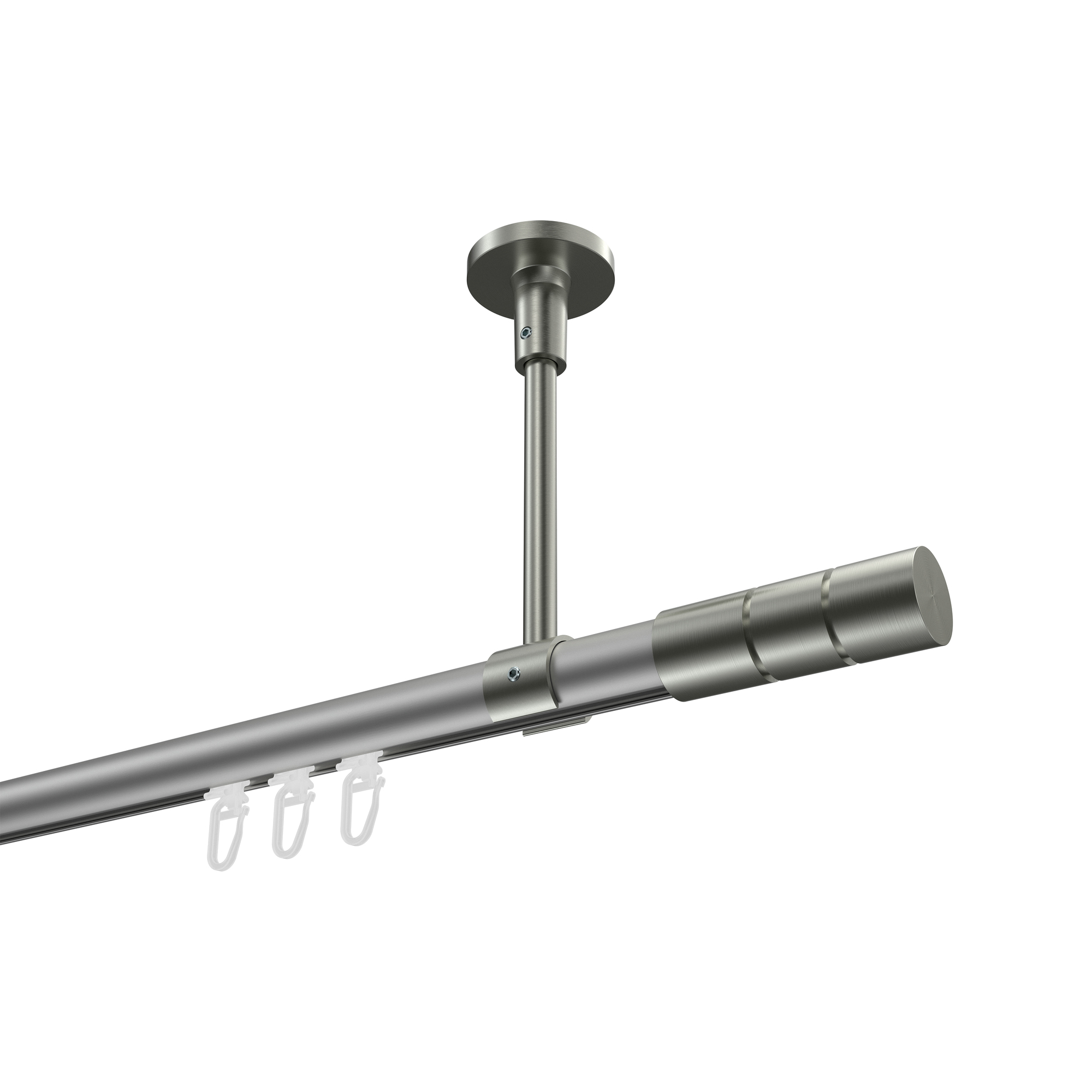 Vorhangstange mit Innenlauf (Deckenanbringung) Silbergrau / Edelstahl-Optik, Aluminium / Metall 20 mm Ø Sonette Elanto Vorhangstange mit Innenlauf (Deckenanbringung) Silbergrau / Edelstahl-Optik, Aluminium / Metall 20 mm Ø Sonette Elanto