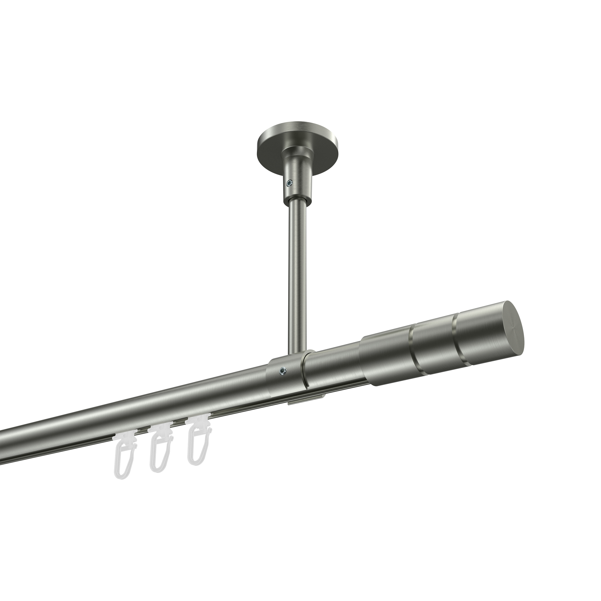 Innenlauf-Gardinenstange (Deckenmontage) Edelstahl-Optik, Aluminium / Metall 20 mm Ø Sonette Elanto Innenlauf-Gardinenstange (Deckenmontage) Edelstahl-Optik, Aluminium / Metall 20 mm Ø Sonette Elanto