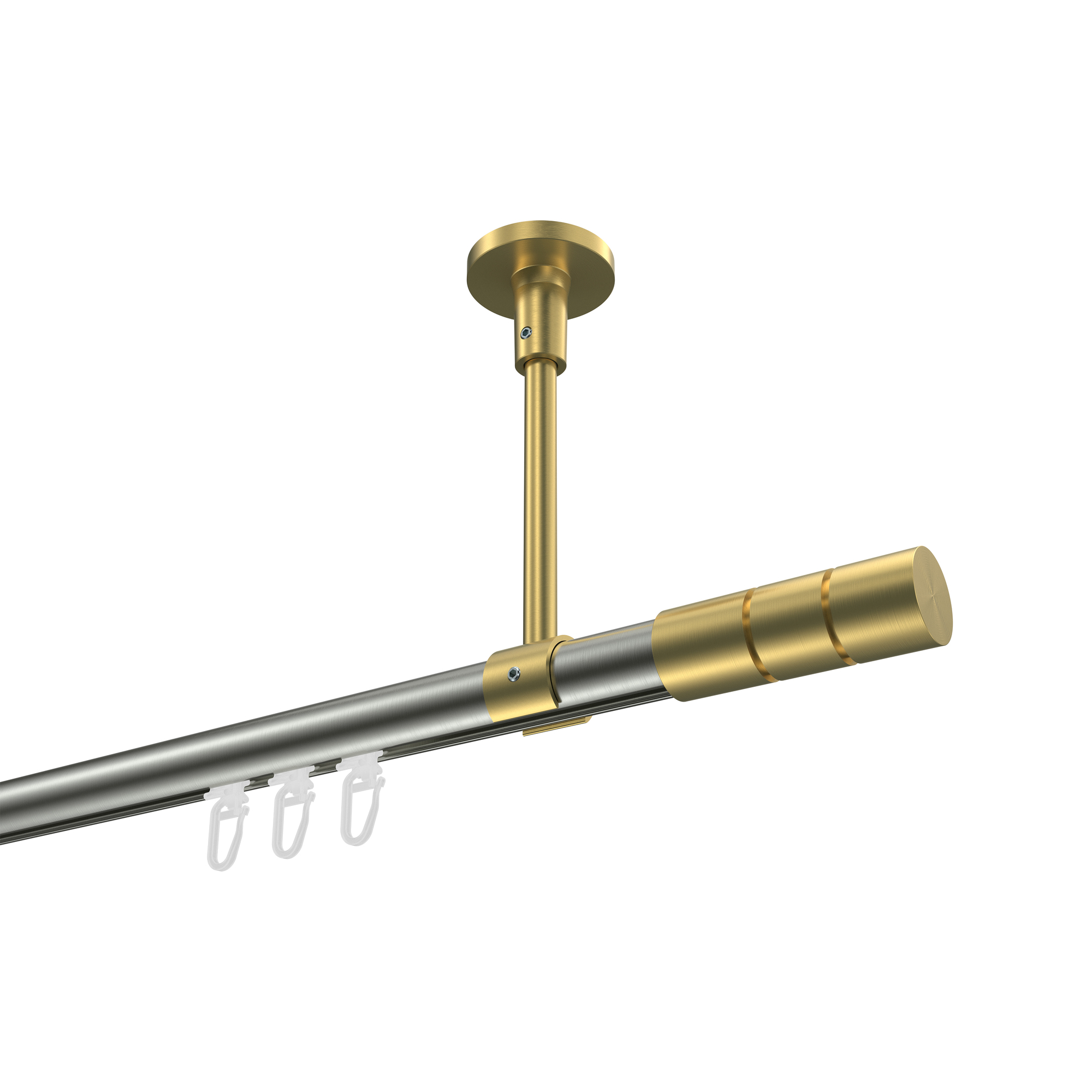 Vorhangstange mit Innenlauf (Deckenanbringung) Edelstahl-Optik / Messing-Optik, Aluminium / Metall 20 mm Ø Sonette Elanto Vorhangstange mit Innenlauf (Deckenanbringung) Edelstahl-Optik / Messing-Optik, Aluminium / Metall 20 mm Ø Sonette Elanto