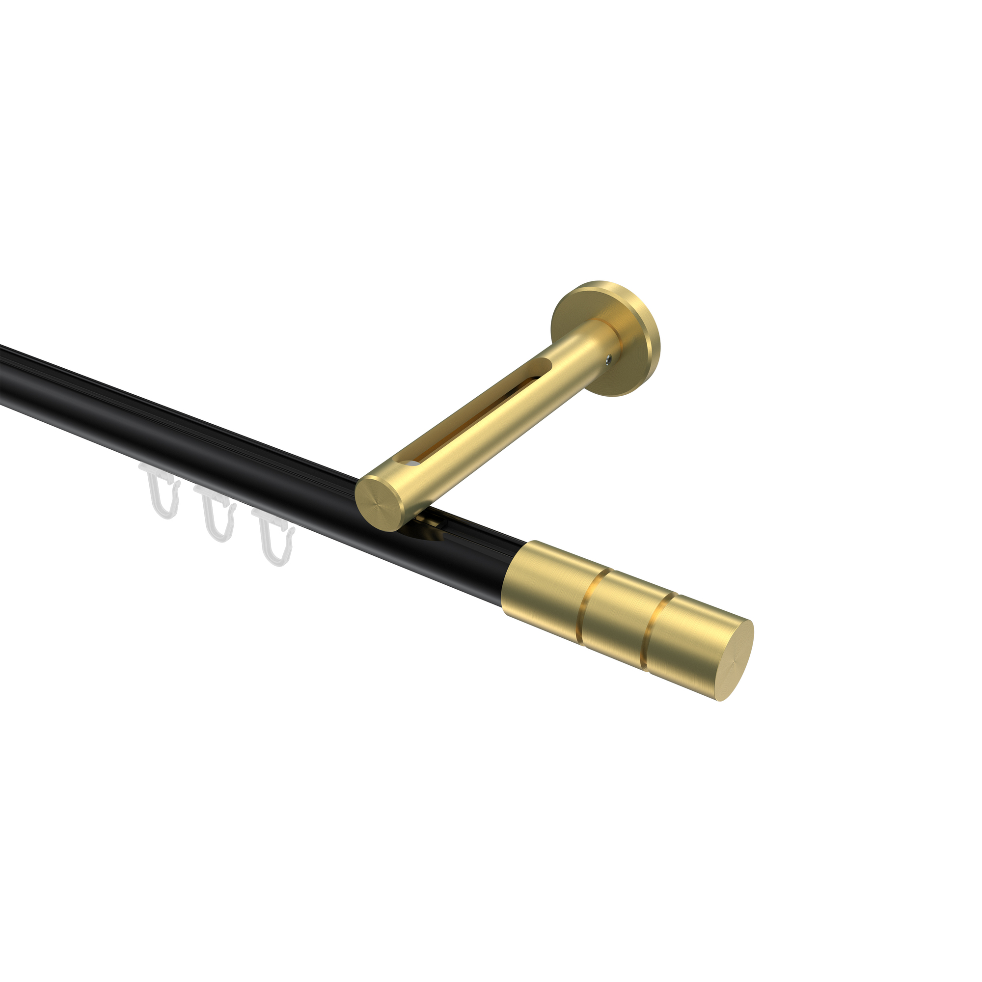 Innenlauf-Vorhangstange Schwarz / Messing-Optik, Aluminium / Metall 20 mm Ø Siteno Elanto Innenlauf-Vorhangstange Schwarz / Messing-Optik, Aluminium / Metall 20 mm Ø Siteno Elanto