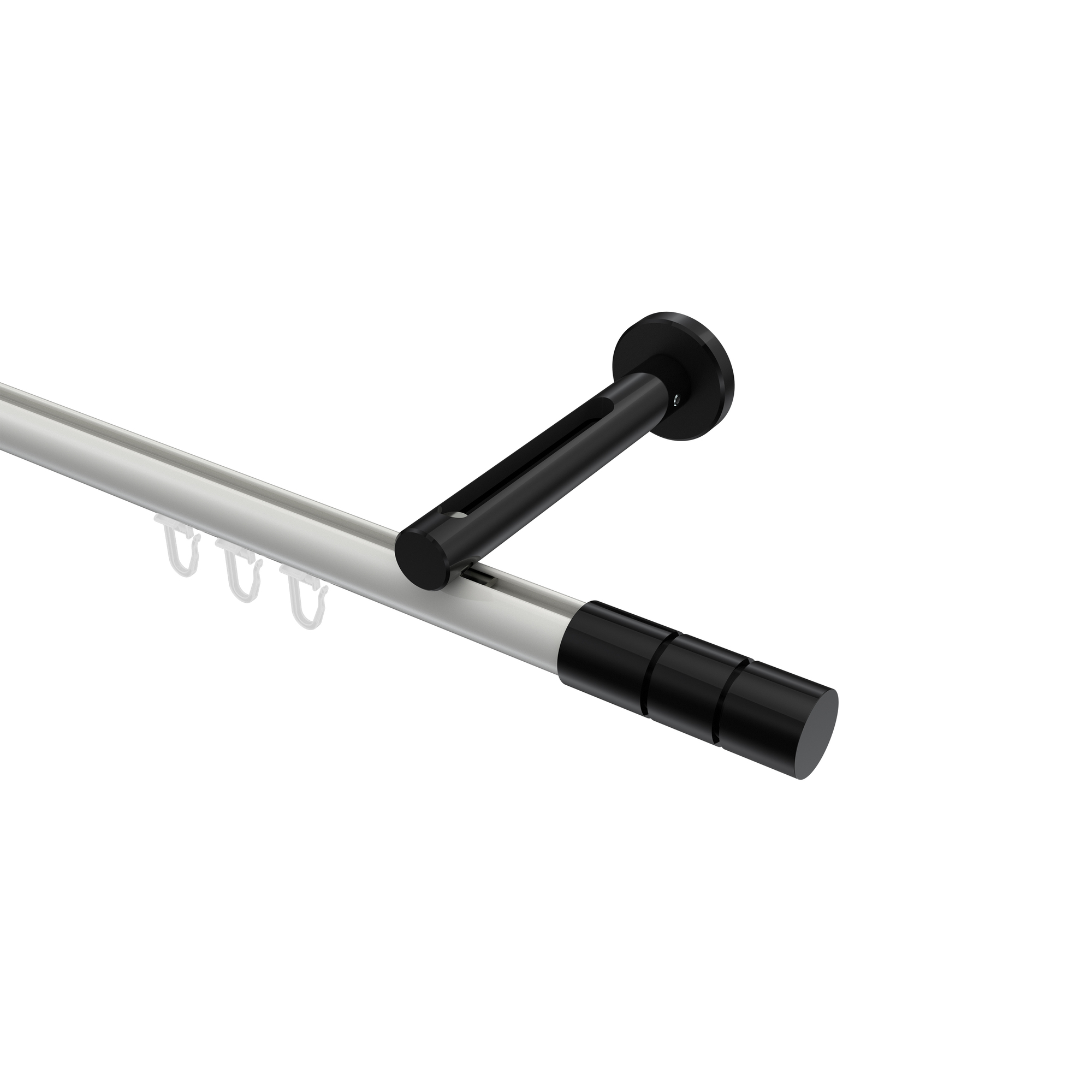 Gardinenstange mit Innenlauf Weiß / Schwarz, Aluminium / Metall 20 mm Ø Siteno Elanto Gardinenstange mit Innenlauf Weiß / Schwarz, Aluminium / Metall 20 mm Ø Siteno Elanto