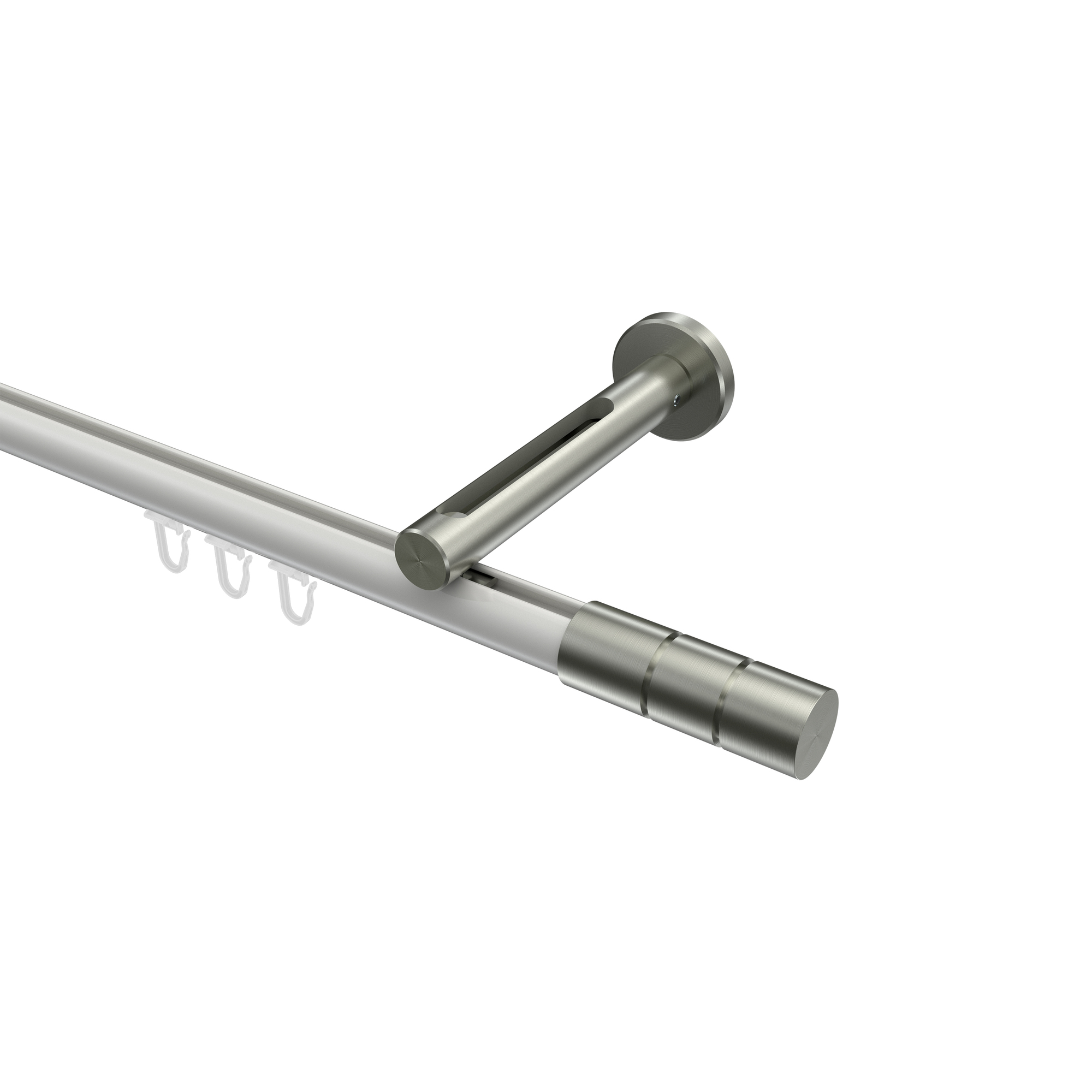 Vorhangstange mit Innenlauf Weiß / Edelstahl-Optik, Aluminium / Metall 20 mm Ø Siteno Elanto Vorhangstange mit Innenlauf Weiß / Edelstahl-Optik, Aluminium / Metall 20 mm Ø Siteno Elanto