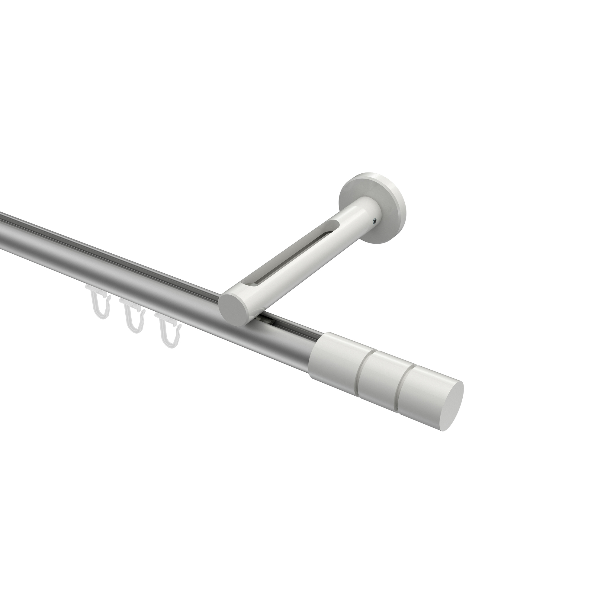 Gardinenstange mit Innenlauf Silbergrau / Weiß, Aluminium / Metall 20 mm Ø Siteno Elanto Gardinenstange mit Innenlauf Silbergrau / Weiß, Aluminium / Metall 20 mm Ø Siteno Elanto