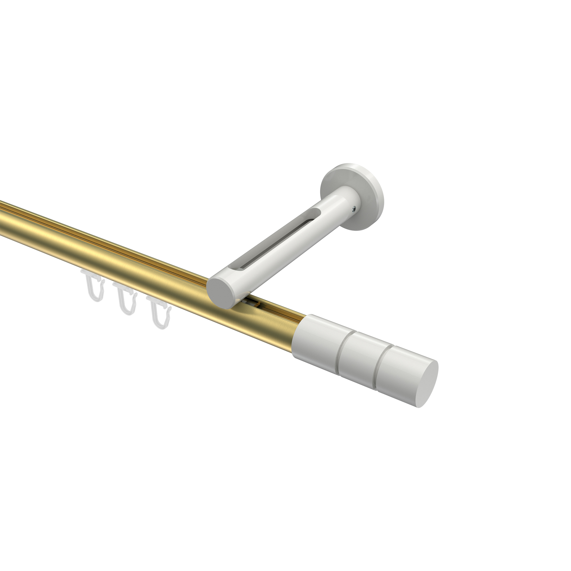 Innenlauf-Vorhangstange Messing-Optik / Weiß, Aluminium / Metall 20 mm Ø Siteno Elanto Innenlauf-Vorhangstange Messing-Optik / Weiß, Aluminium / Metall 20 mm Ø Siteno Elanto