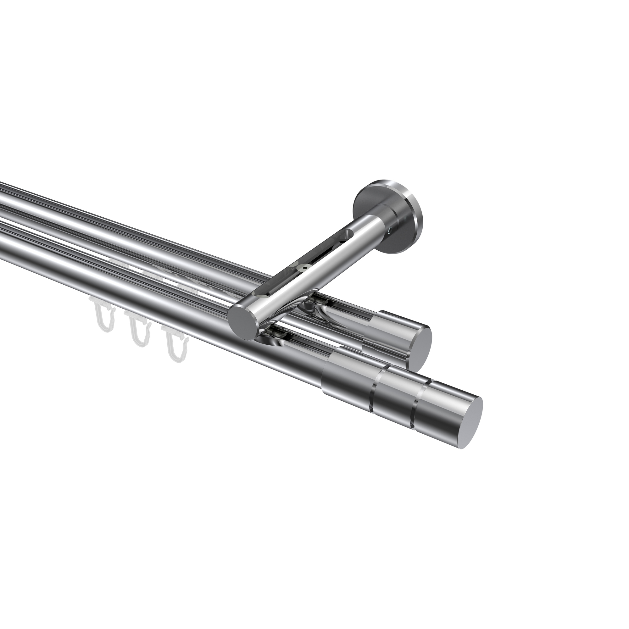 Innenlauf-Gardinenstange Chrom, Aluminium / Metall 20 mm Ø Siteno Elanto, 2-läufig Innenlauf-Gardinenstange Chrom, Aluminium / Metall 20 mm Ø Siteno Elanto, 2-läufig